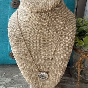 Gold Pendant Necklace with Hematite and Clear Crystals